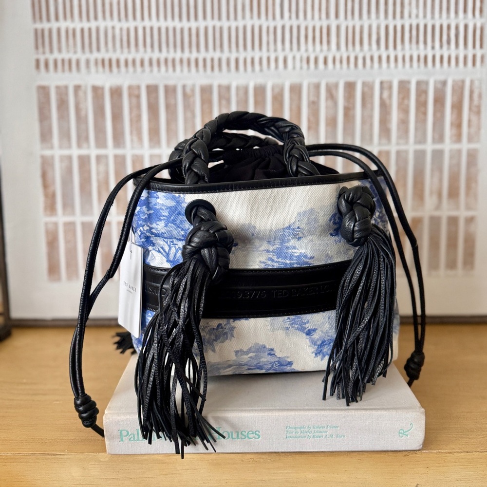 NWT TED BAKER Sadia tassel-detail canvas mini tote bag